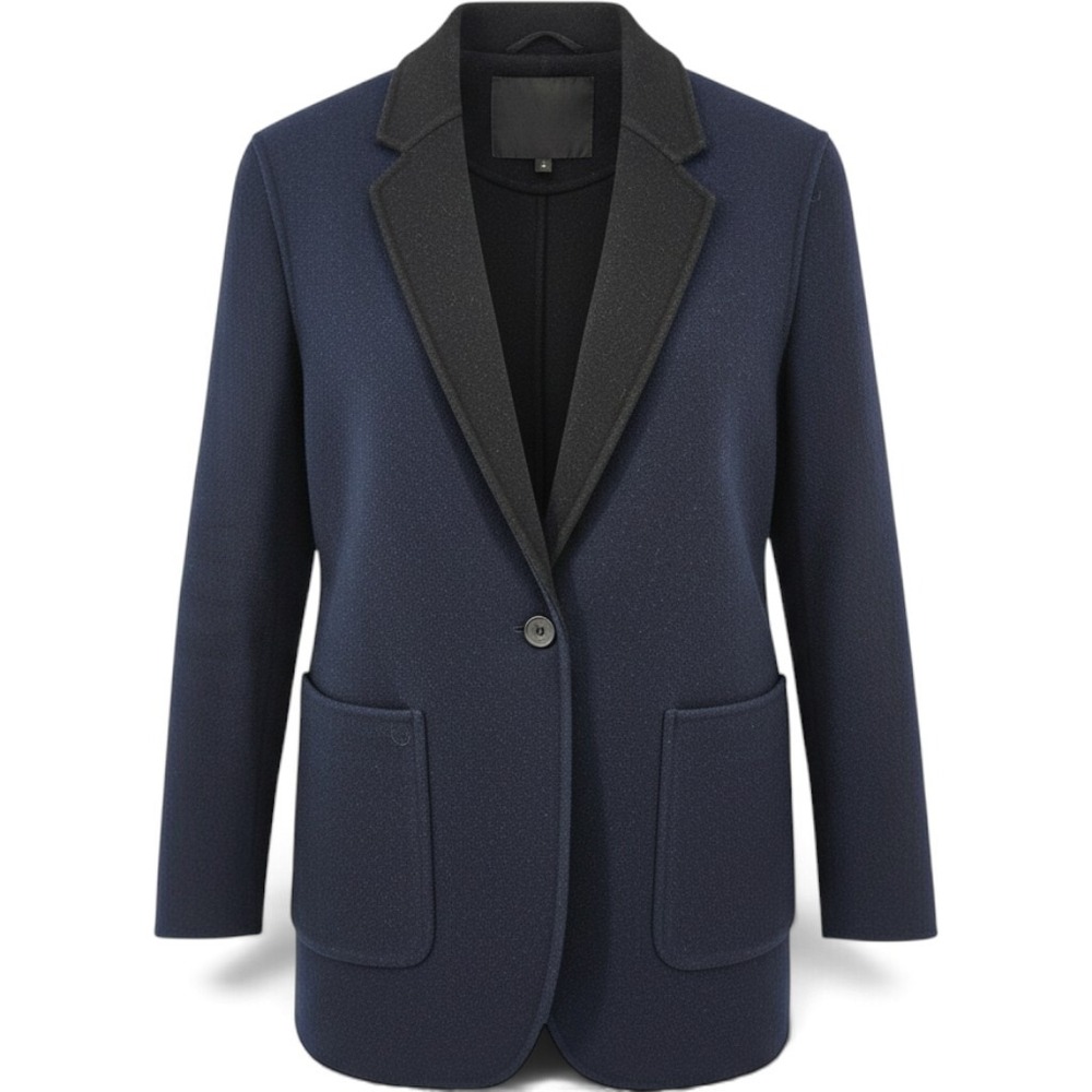 rag & bone Blazer Womens 0 Wool Faye Navy Blue Contrast Lapel EUC